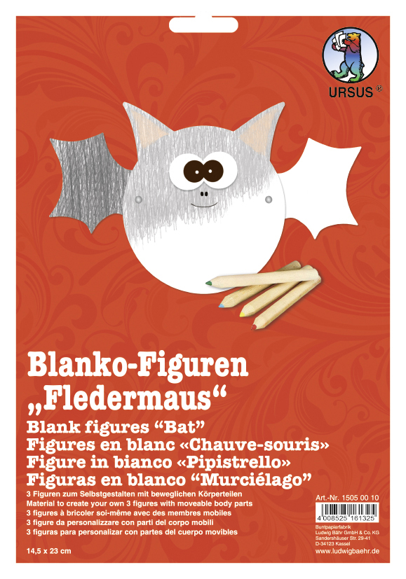 Blanco figuurtjes 350gr 14,5x23cm - vleermuis